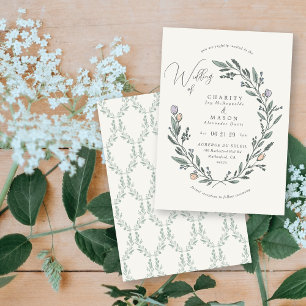 Convites Casamento Elegante do Pastel Floral Crest Pastel R