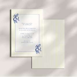 Convites Casamento Elegante Doodle Limões Azuis e Listras