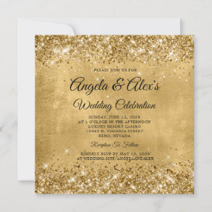 Convites Casamento Elegante Dourado Brilhante