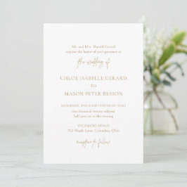 Convites Casamento Elegante Dourado Clássico