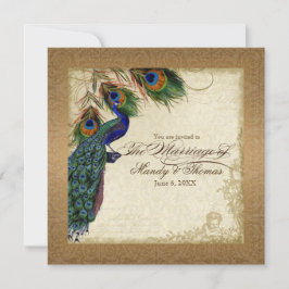 Convites Casamento Elegante Dourado de Pancas e Penas