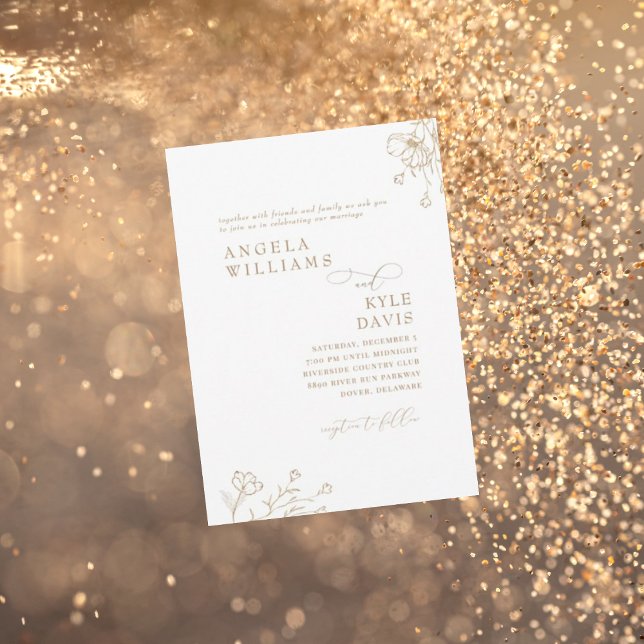 Convites Casamento Elegante Dourado e Branco Sem Pais (Criador carregado)