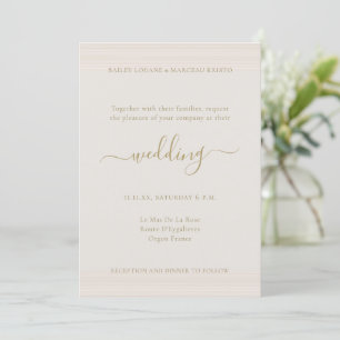 Convites Casamento Elegante Dourado Mínimo Moderno com Cham