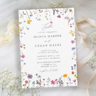 Convites Casamento Elegante e Chic com Aquarela de Flores S
