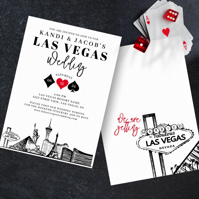 Convites Casamento elegante e divertido em Las Vegas (Modern Las Vegas Wedding Invitation)
