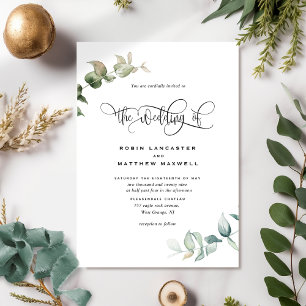 Convites Casamento Elegante e Mínimo de Orçamento Verde
