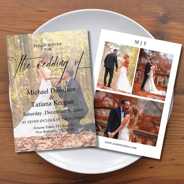 Convites casamento elegante e moderno com 4 fotos (Criador carregado)
