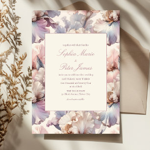 Convites Casamento Elegante e Moderno de Blush e Flor Mauve