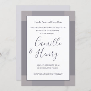 Convites Casamento elegante e moderno de cinza Lilac