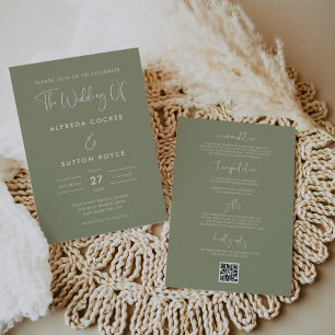 Convites Casamento Elegante e Moderno Sage Green
