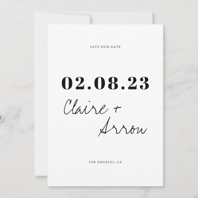 Convites Casamento Elegante e Moderno Save the Date (Frente)