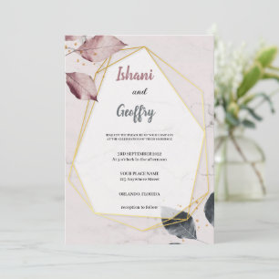 Convites casamento elegante e roxo moderno e azul