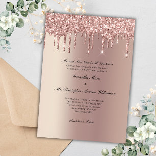 Convites Casamento Elegante e Tendência com Brilho em Rose