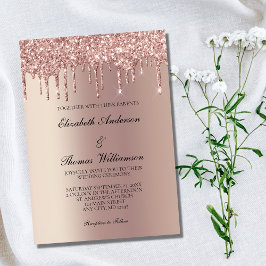 Convites Casamento Elegante e Tendência com Brilho em Rose