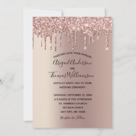 Convites Casamento Elegante e Tendência Drip Glitter Rosa D
