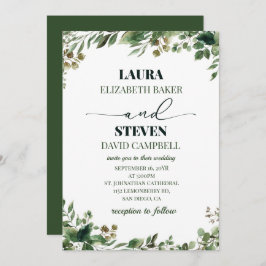 Convites Casamento Elegante e Verde Minimalista