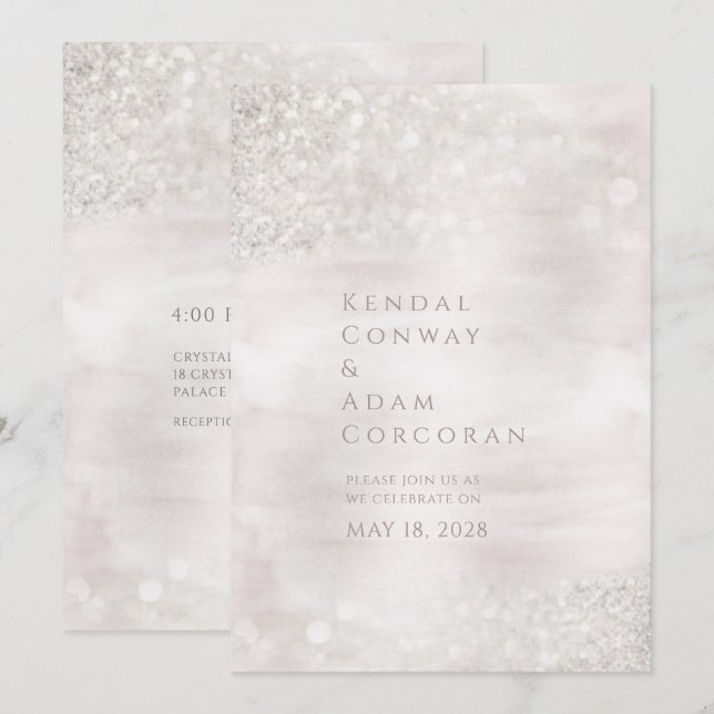 Convites Casamento Elegante Elegante De Blush Crystal Ridge (Frente/Verso)