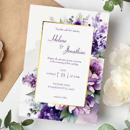 Convites Casamento Elegante Elegante De Chic Moderno Roxo
