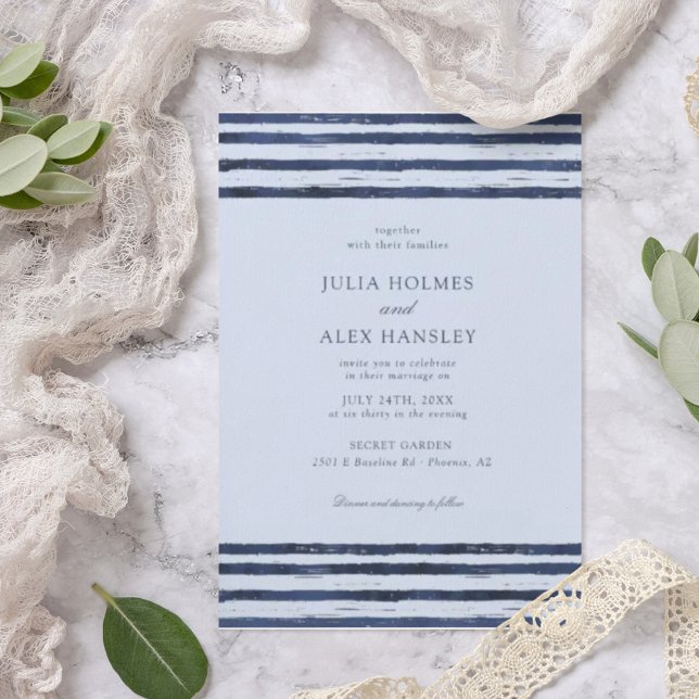 Convites Casamento Elegante em Aquarela Azul (Criador carregado)