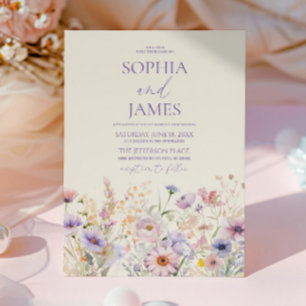 Convites Casamento Elegante em Campo de Flores Silvestres R