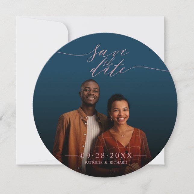 Convites Casamento Elegante em Grafia Save The Date com Fot (Frente)