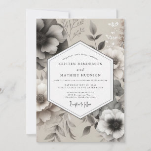 Convites Casamento Elegante em Pewter Bloom