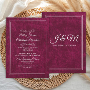 Convites Casamento Elegante em Veludo Burgundy com Monogram