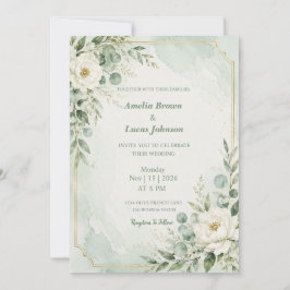 Convites Casamento Elegante em Verde Menta
