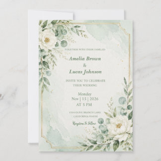 Convites Casamento Elegante em Verde Menta