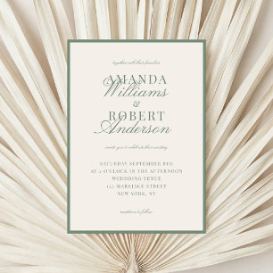 Convites Casamento Elegante em Verde Sage Old Money
