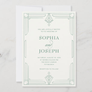 Convites Casamento Elegante em Verde Sálvia e Marfim