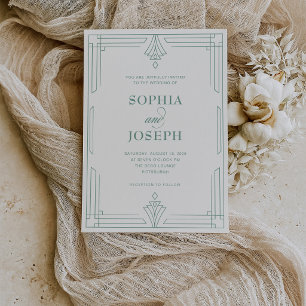 Convites Casamento Elegante em Verde Sálvia e Marfim