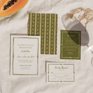 Convites Casamento Elegante em Vinhedo Toscano Verde Oliva
