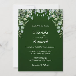 Convites Casamento Elegante Emerald Green e Eucalyptus