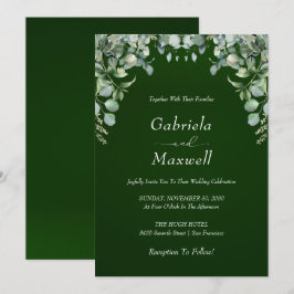 Convites Casamento Elegante Emerald Green e Eucalyptus