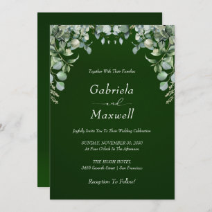 Convites Casamento Elegante Emerald Green e Eucalyptus