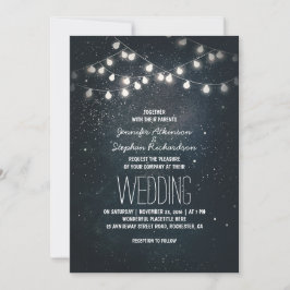 Convites Casamento elegante entre Luzes e Estrelas Noturnas
