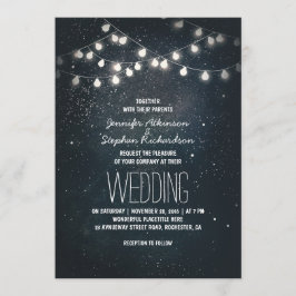 Convites Casamento elegante entre Luzes e Estrelas Noturnas
