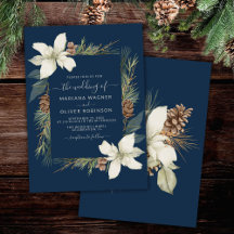 Casamento Elegante Escrito Azul Marinho de Inverno
