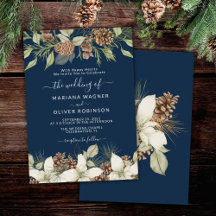 Casamento Elegante Escrito Azul Marinho de Inverno