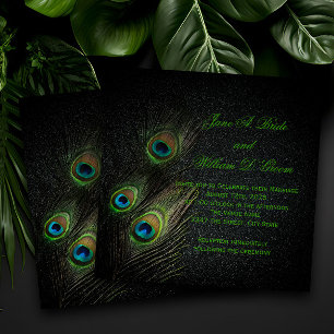 Convites Casamento Elegante Esmeralda Verde Preto e Dourado