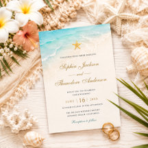 Casamento Elegante Estrela-do-Mar Oceano Azul