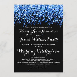 Convites Casamento Elegante Estrelas Cadentes Safira Azul