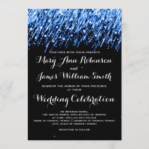 Convites Casamento Elegante Estrelas Cadentes Safira Azul