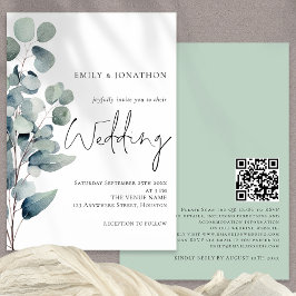 Convites Casamento Elegante Eucalyptus Elegant Script Sage