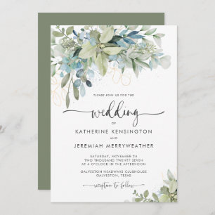 Convites Casamento Elegante Eucalyptus Greenery