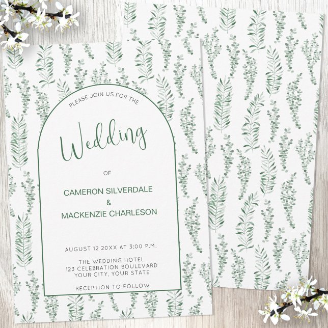Convites Casamento Elegante Eucalyptus Greenery (Criador carregado)
