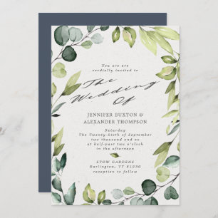 Convites Casamento Elegante Eucalyptus Greenery Calligraphy