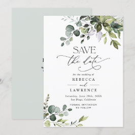 Convites Casamento Elegante Eucalyptus Greenery Salvar a Da