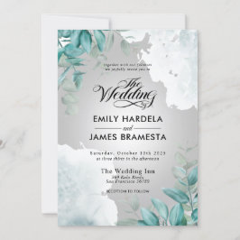 Convites Casamento Elegante Eucalyptus Greenery Watercolor